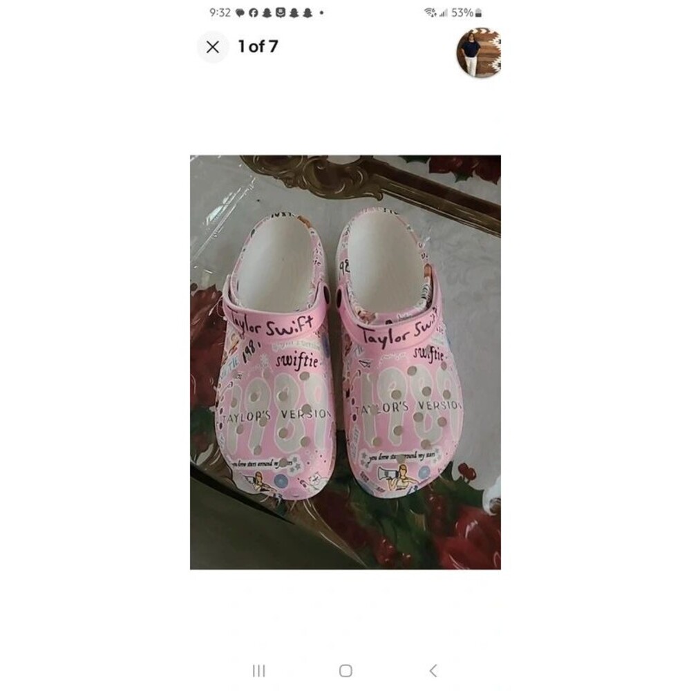 Adult Crocs like with Taylor s on pink shoes 41 /9.5